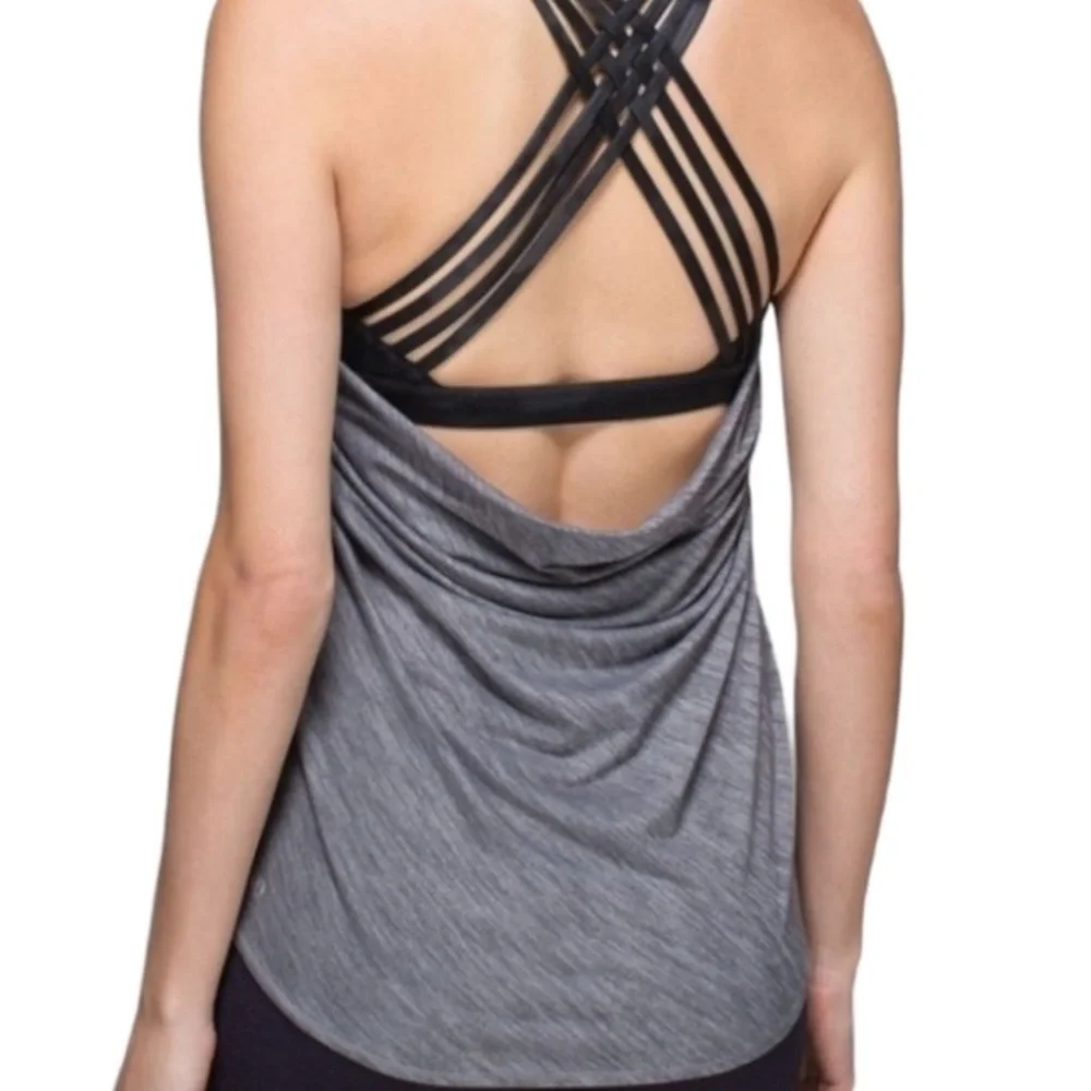Lululemon Athletica  size 4 gray & black Free to be Wild Two in One tank top